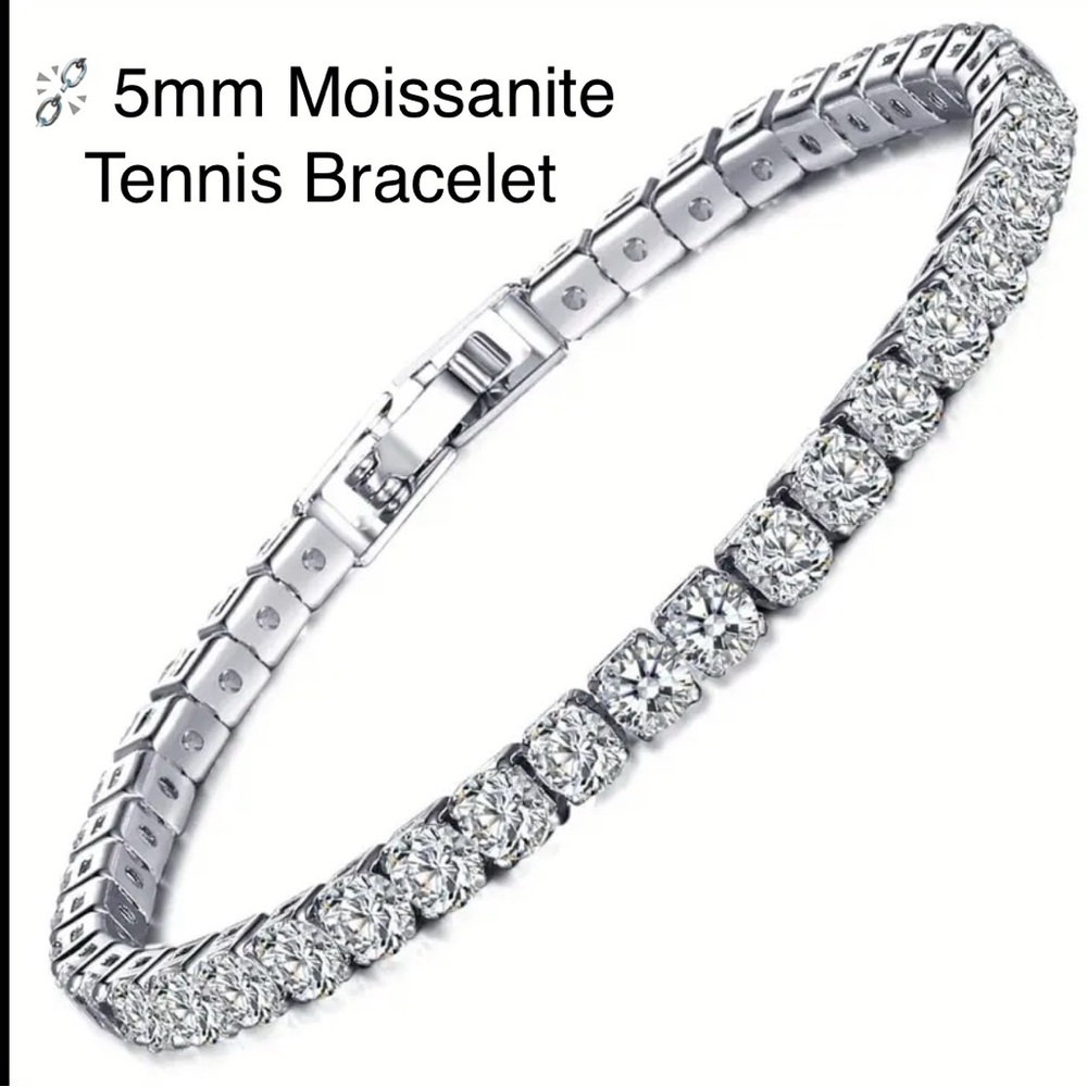 5MM Moissanite Tennis Bracelet COMES WITH COA